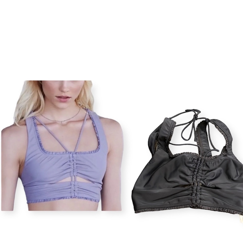 Free People FP Movement Plie Sports Bra Ruffles Cinched Crop Top small